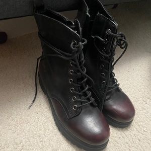Rustic red and black boots